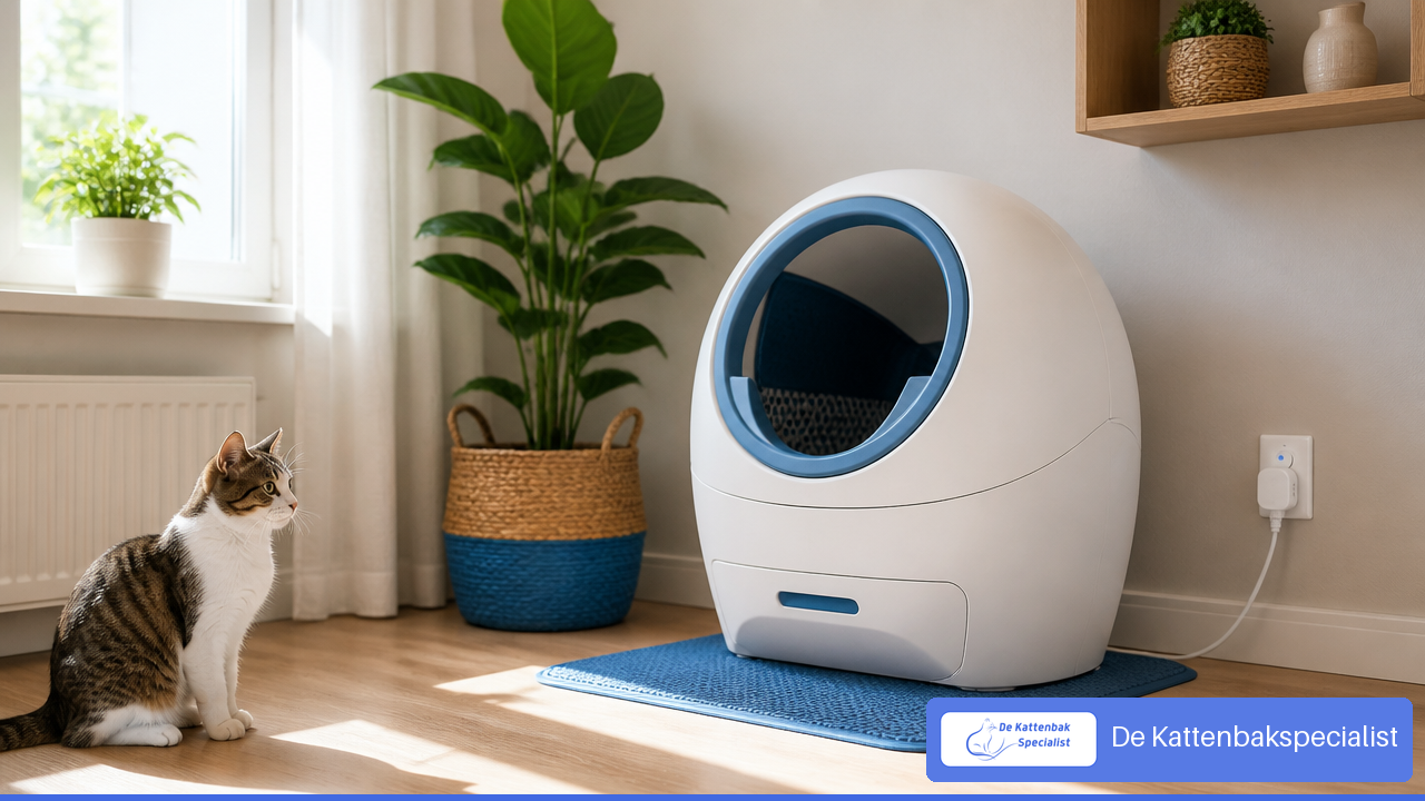 Automatische kattenbak die veilig klaarstaat voor herstart na stroomuitval