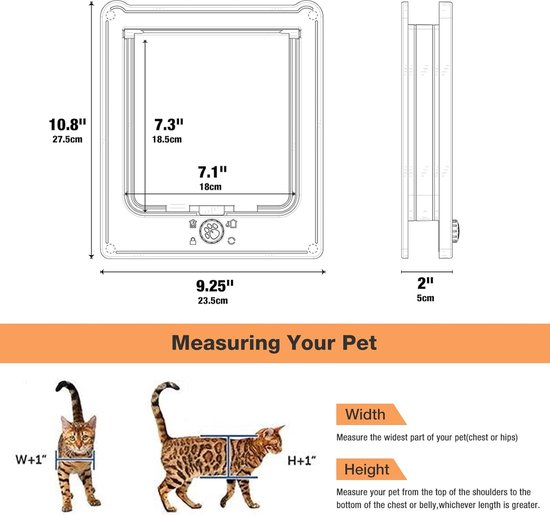 Afmetingen van een kattenluik