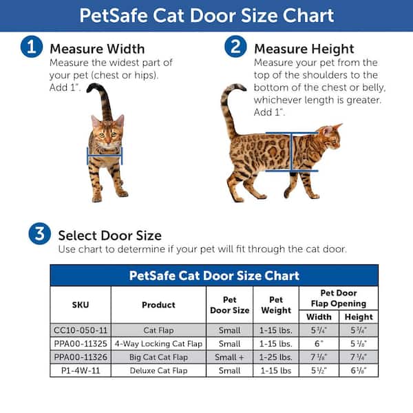 Een kat die door een kattenluik komt