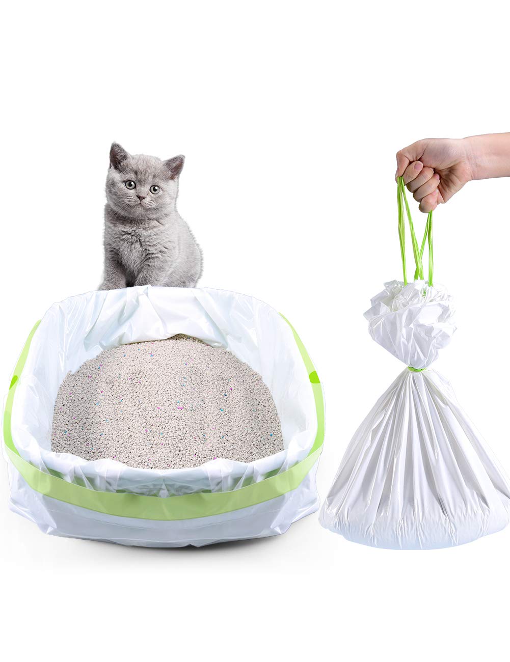 Kattenbakzak met trekband en kat