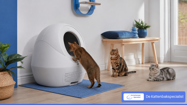 Automatische kattenbak voor een huishouden met drie katten